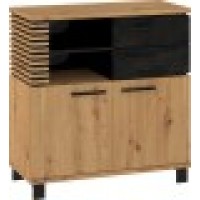 Kumode LAMIR 2D2S , Ozols artisan/Melns/Melns Kumode LAMIR 2D2S , Ozols artisan/Melns/Melns